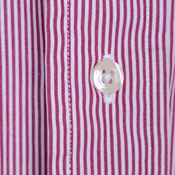 Jos. A. Bank 100% Cotton Red and White Striped Button Front, Size 16-36 - Picture 4 of 6